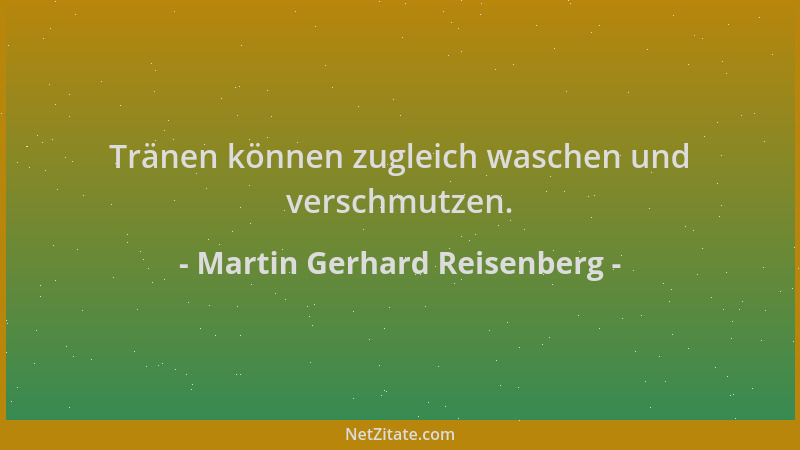 Martin Gerhard Reisenberg - Tränen können zugleich waschen und verschmutzen....