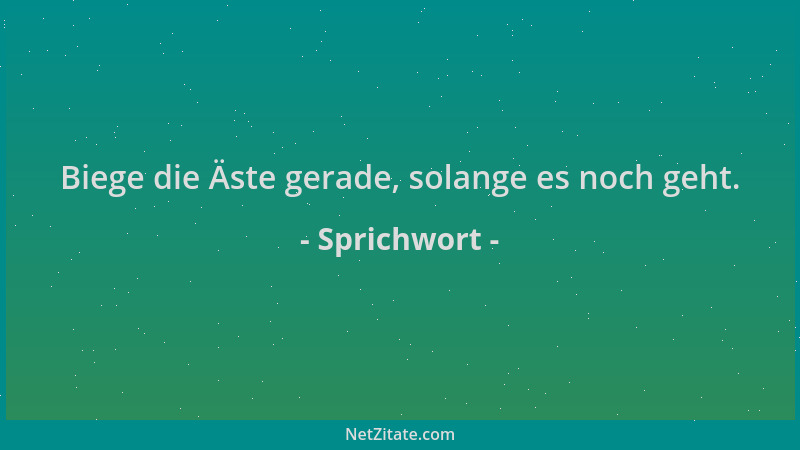 Sprichwort - Biege die Äste gerade, solange es noch geht....
