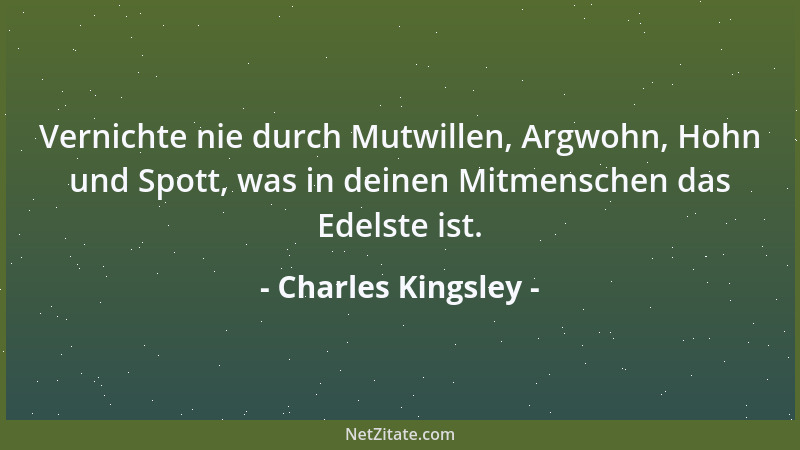 Charles Kingsley - Die erste und letzte Aufgabe eines jeden Menschen ist Sittlichkeit, Tugend. Es ist ganz gleich, welchen...