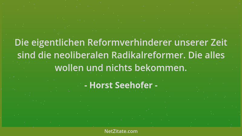 Horst Seehofer - Die eigentlichen Reformverhinderer unserer Zeit sind die neoliberalen Radikalreformer. Die alles wollen un...
