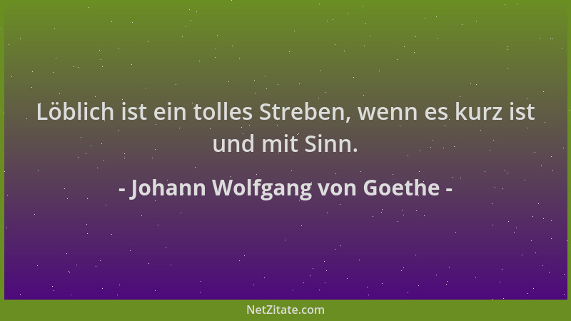 Johann Wolfgang von Goethe - Löblich ist ein tolles Streben, wenn es kurz ist und mit Sinn....