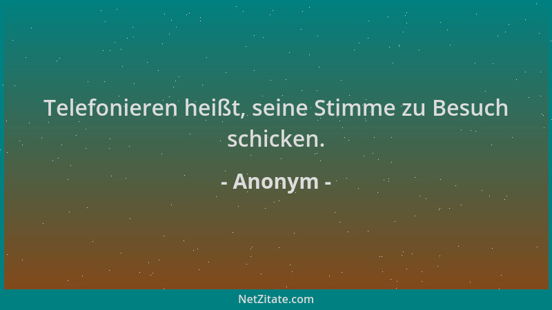 Anonym - Telefonieren heißt, seine Stimme zu Besuch schicken....