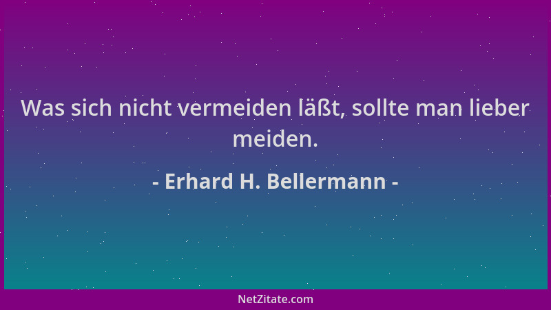 Erhard H. Bellermann - Was sich nicht vermeiden läßt, sollte man lieber meiden....