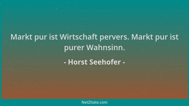 Horst Seehofer - Markt pur ist Wirtschaft pervers. Markt pur ist purer Wahnsinn....