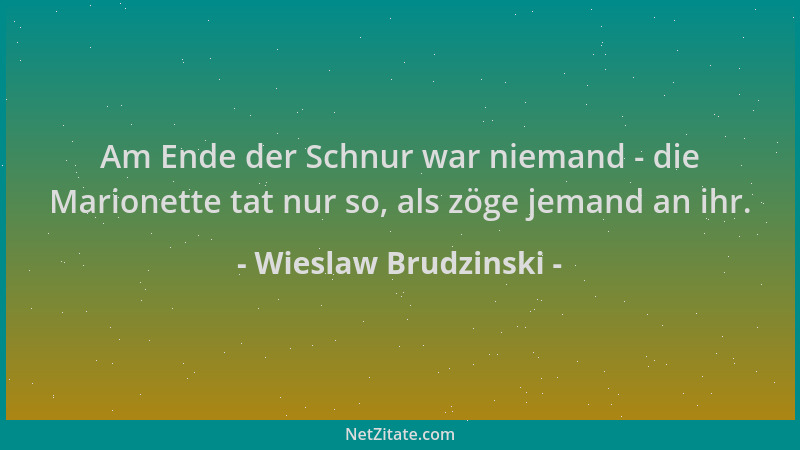Wieslaw Brudzinski - Am Ende der Schnur war niemand - die Marionette tat nur so, als zöge jemand an ihr....
