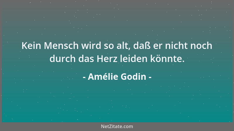 Amélie Godin - Kein Mensch wird so alt, daß er nicht noch durch das Herz leiden könnte....