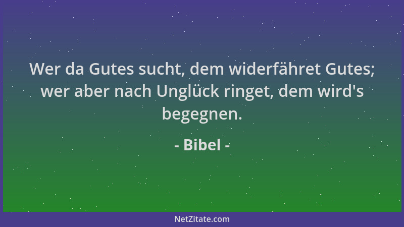Bibel - Wer da Gutes sucht, dem widerfähret Gutes; wer aber nach Unglück ringet, dem wird 's begegnen....
