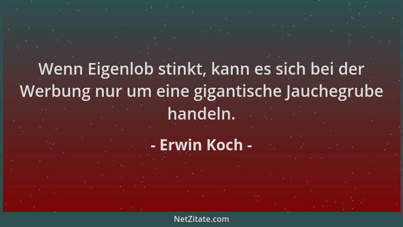 Erwin Koch - Wenn Eigenlob stinkt, kann es sich bei der Werbung nur um eine gigantische Jauchegrube handeln....