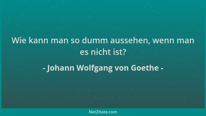 Johann Wolfgang von Goethe - Wie kann man so dumm aussehen, wenn man es nicht ist?...