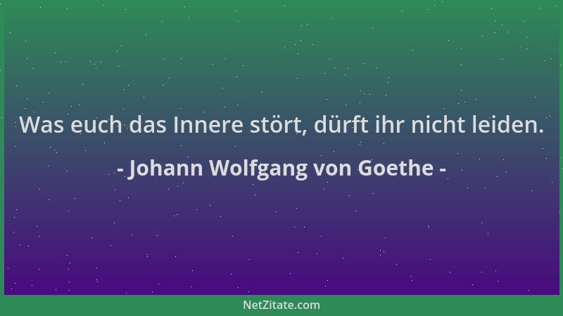Johann Wolfgang von Goethe - Was euch das Innere stört, dürft ihr nicht leiden....