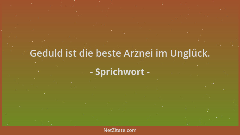 Sprichwort - Geduld ist die beste Arznei im Unglück....