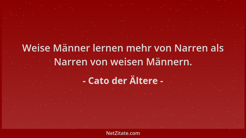 Cato der Ältere - Weise Männer lernen mehr von Narren als Narren von weisen Männern....