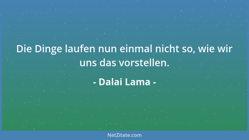 Dalai Lama - Die Dinge laufen nun einmal nicht so, wie wir uns das vorstellen....