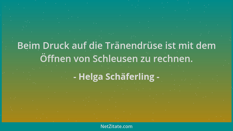 Helga Schäferling - Beim Druck auf die Tränendrüse ist mit dem Öffnen von Schleusen zu rechnen....