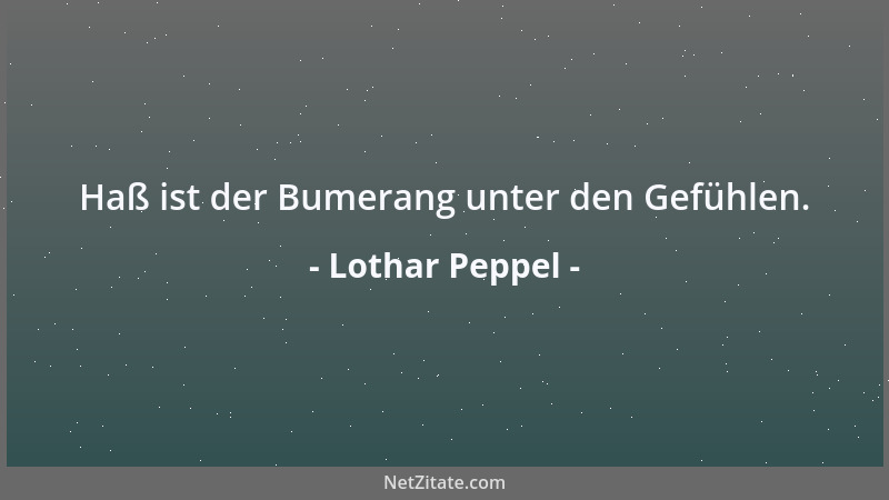 Lothar Peppel - Haß ist der Bumerang unter den Gefühlen....