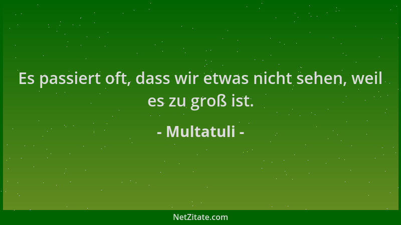 Multatuli - Es passiert oft, dass wir etwas nicht sehen, weil es zu groß ist....
