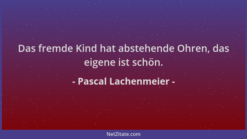 Pascal Lachenmeier - Das fremde Kind hat abstehende Ohren, das eigene ist schön....