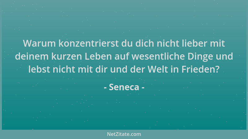 Seneca - Warum konzentrierst du dich nicht lieber mit deinem kurzen Leben auf wesentliche Dinge und lebst nicht mit dir und...