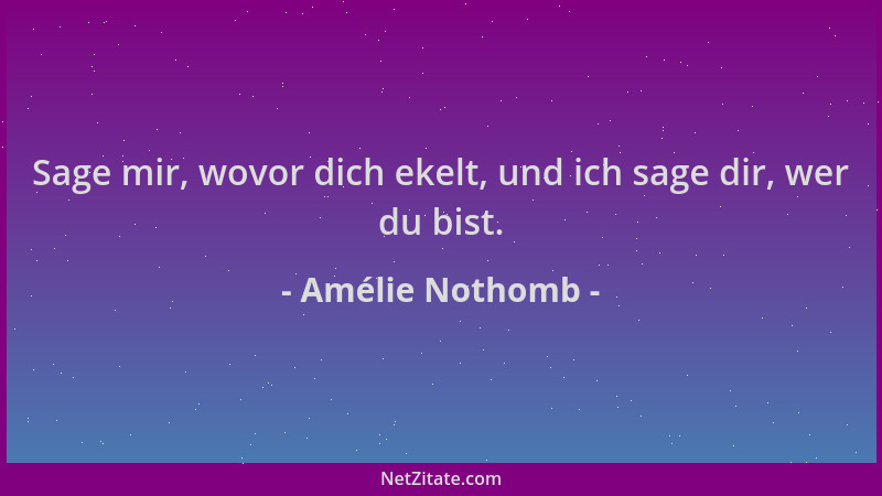 Amélie Nothomb - Sage mir, wovor dich ekelt, und ich sage dir, wer du bist....