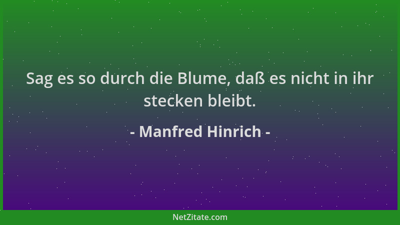 Manfred Hinrich - Sag es so durch die Blume, daß es nicht in ihr stecken bleibt....