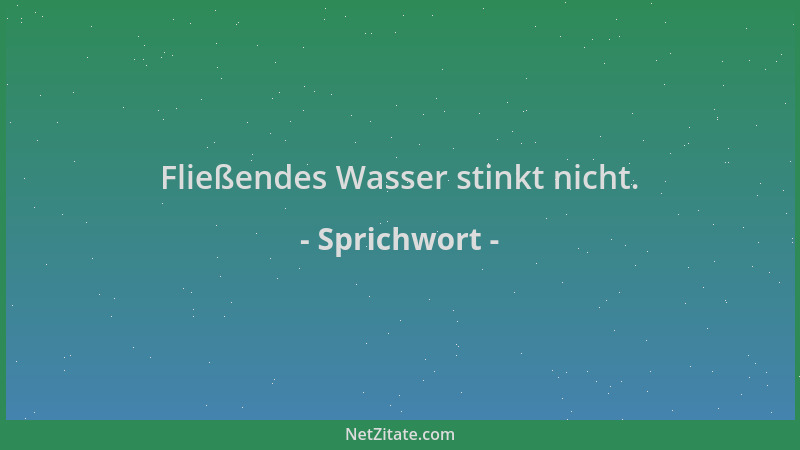 Sprichwort - Fließendes Wasser stinkt nicht....