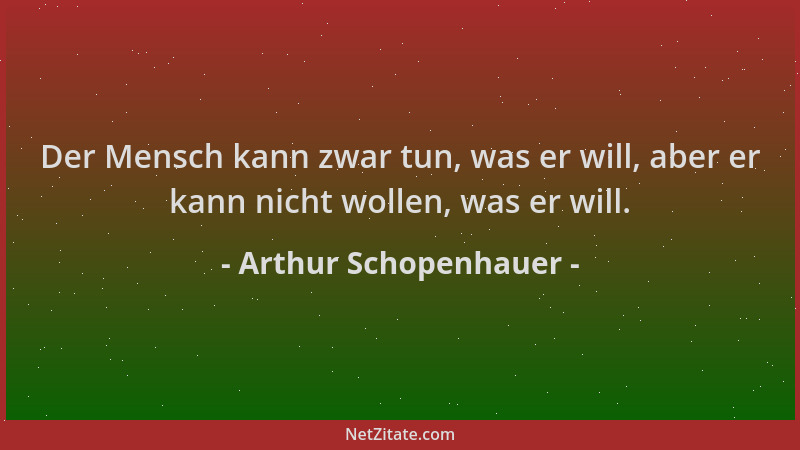Arthur Schopenhauer - Der Mensch kann zwar tun, was er will, aber er kann nicht wollen, was er will....