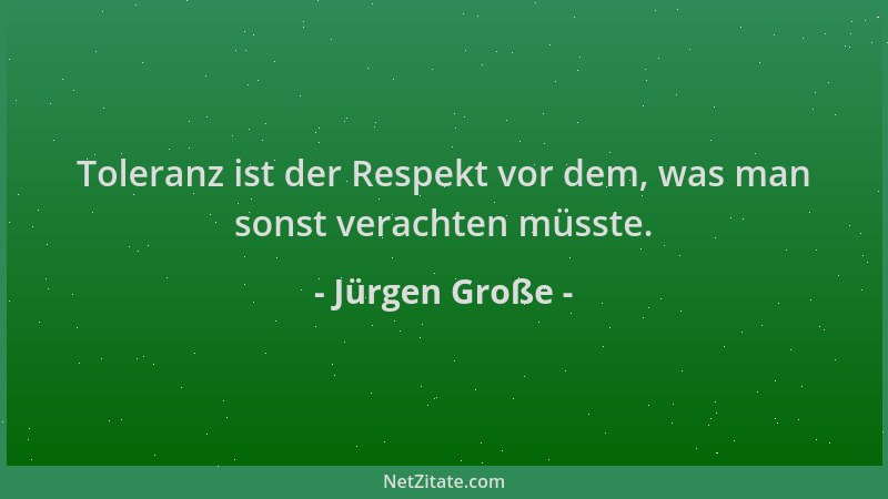 Jürgen Große - Toleranz ist der Respekt vor dem, was man sonst verachten müsste....