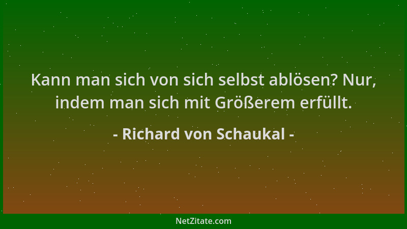 Richard von Schaukal - Kann man sich von sich selbst ablösen? Nur, indem man sich mit Größerem erfüllt....
