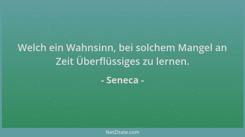 Seneca - Welch ein Wahnsinn, bei solchem Mangel an Zeit Überflüssiges zu lernen....