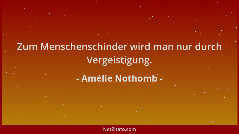 Amélie Nothomb - Zum Menschenschinder wird man nur durch Vergeistigung....