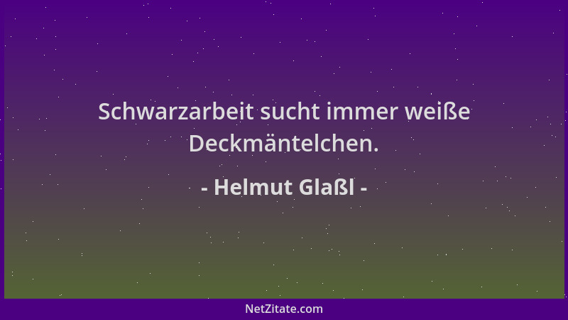 Helmut Glaßl - Schwarzarbeit sucht immer weiße Deckmäntelchen....