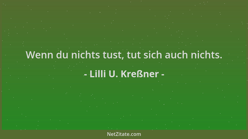 Lilli U. Kreßner - Wenn du nichts tust, tut sich auch nichts....