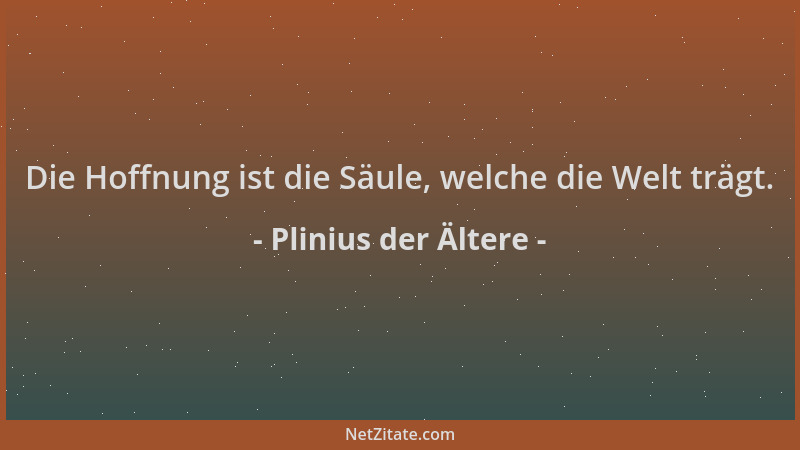 Plinius der Ältere - Die Hoffnung ist die Säule, welche die Welt trägt....