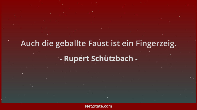 Rupert Schützbach - Auch die geballte Faust ist ein Fingerzeig....