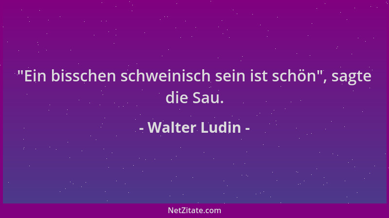 Walter Ludin -  "Ein bisschen schweinisch sein ist schön ", sagte die Sau....