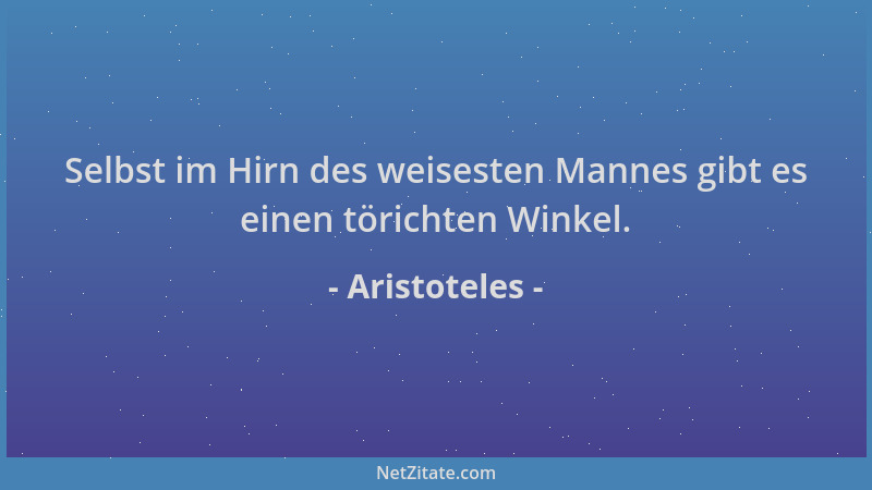 Aristoteles - Selbst im Hirn des weisesten Mannes gibt es einen törichten Winkel....