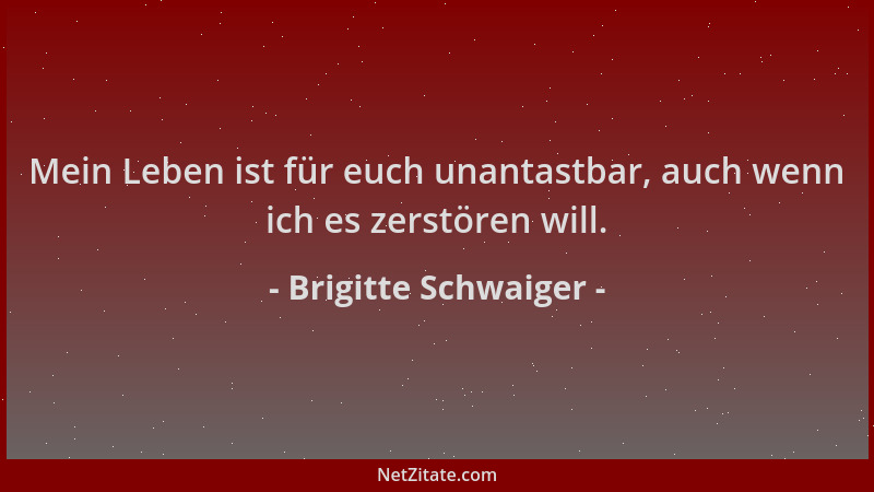 Brigitte Schwaiger - Mein Leben ist für euch unantastbar, auch wenn ich es zerstören will....