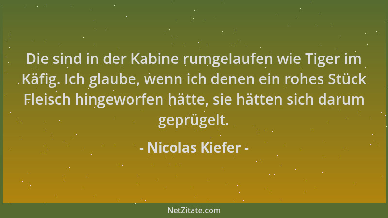 Nicolas Kiefer - Die sind in der Kabine rumgelaufen wie Tiger im Käfig. Ich glaube, wenn ich denen ein rohes Stück Fleisch...