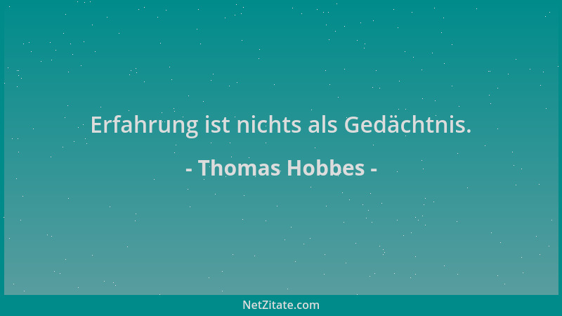 Thomas Hobbes - Erfahrung ist nichts als Gedächtnis....
