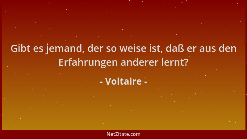 Voltaire - Gibt es jemand, der so weise ist, daß er aus den Erfahrungen anderer lernt?...