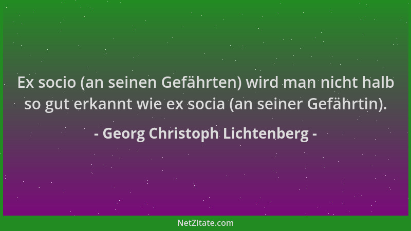 Georg Christoph Lichtenberg - Ex socio (an seinen Gefährten) wird man nicht halb so gut erkannt wie ex socia (an seiner Gef...