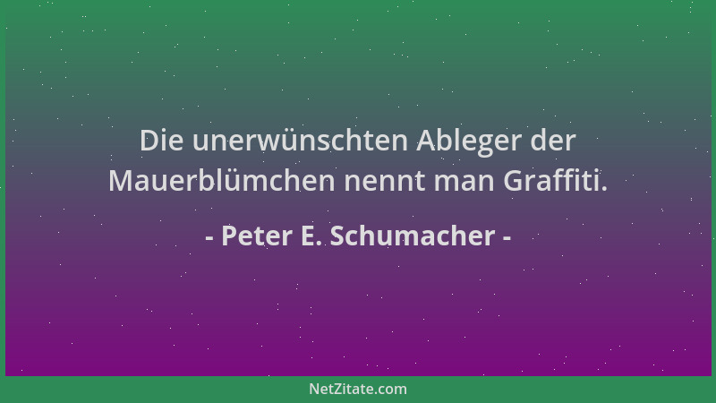 Peter E. Schumacher - Die unerwünschten Ableger der Mauerblümchen nennt man Graffiti....