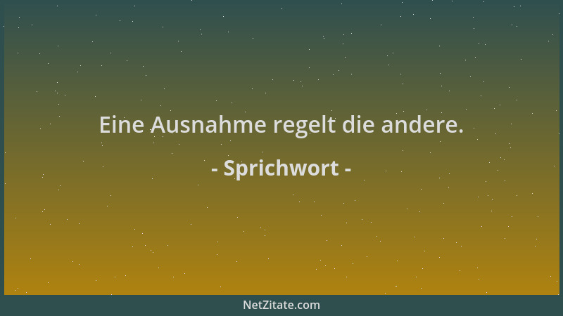Sprichwort - Eine Ausnahme regelt die andere....