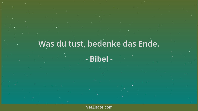 Bibel - Was du tust, bedenke das Ende....
