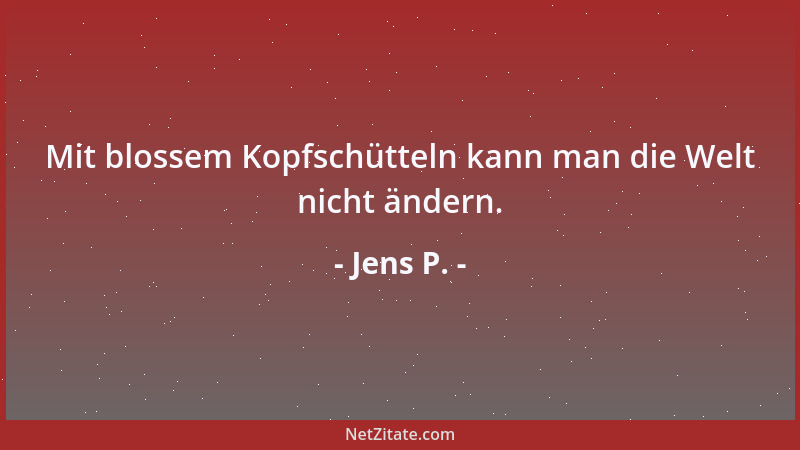 Jens P. - Mit blossem Kopfschütteln kann man die Welt nicht ändern....