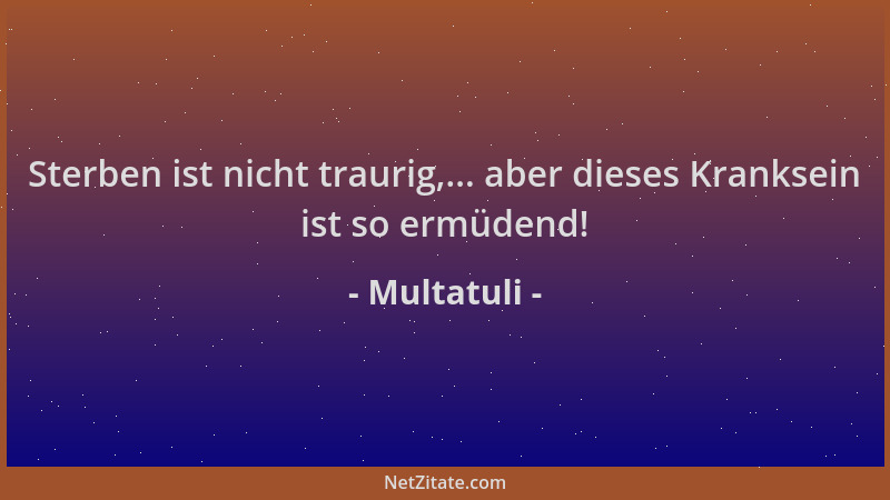 Multatuli - Sterben ist nicht traurig,... aber dieses Kranksein ist so ermüdend!...