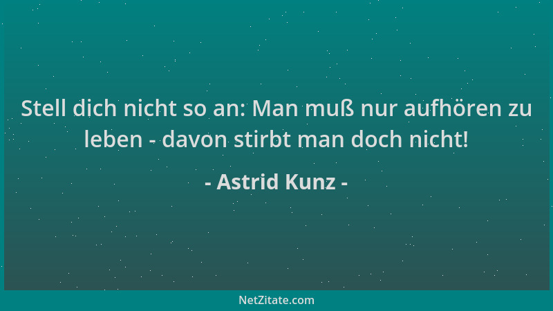 Astrid Kunz - Stell dich nicht so an: Man muß nur aufhören zu leben - davon stirbt man doch nicht!...