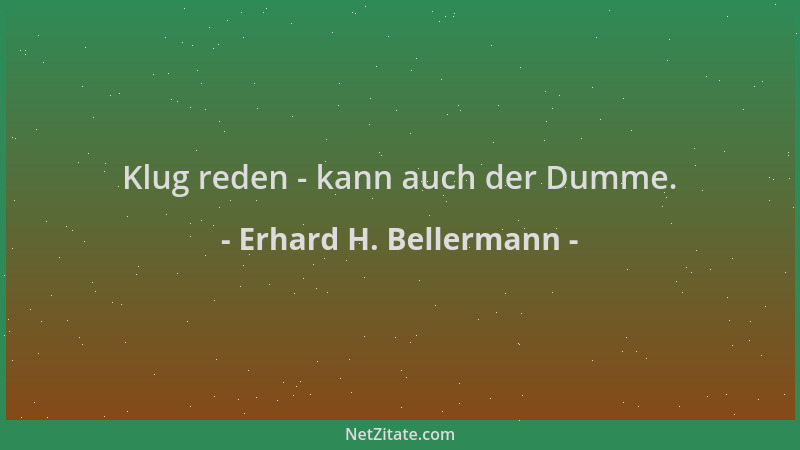 Erhard H. Bellermann - Klug reden - kann auch der Dumme....