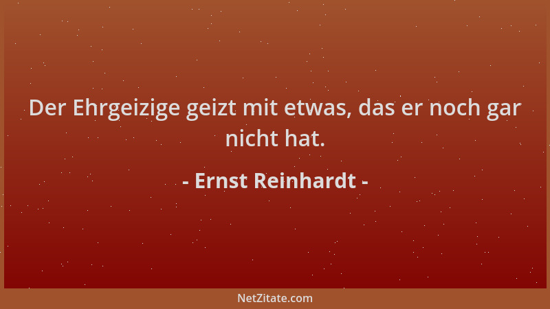 Ernst Reinhardt - Der Ehrgeizige geizt mit etwas, das er noch gar nicht hat....