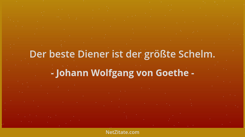 Johann Wolfgang von Goethe - Der beste Diener ist der größte Schelm....